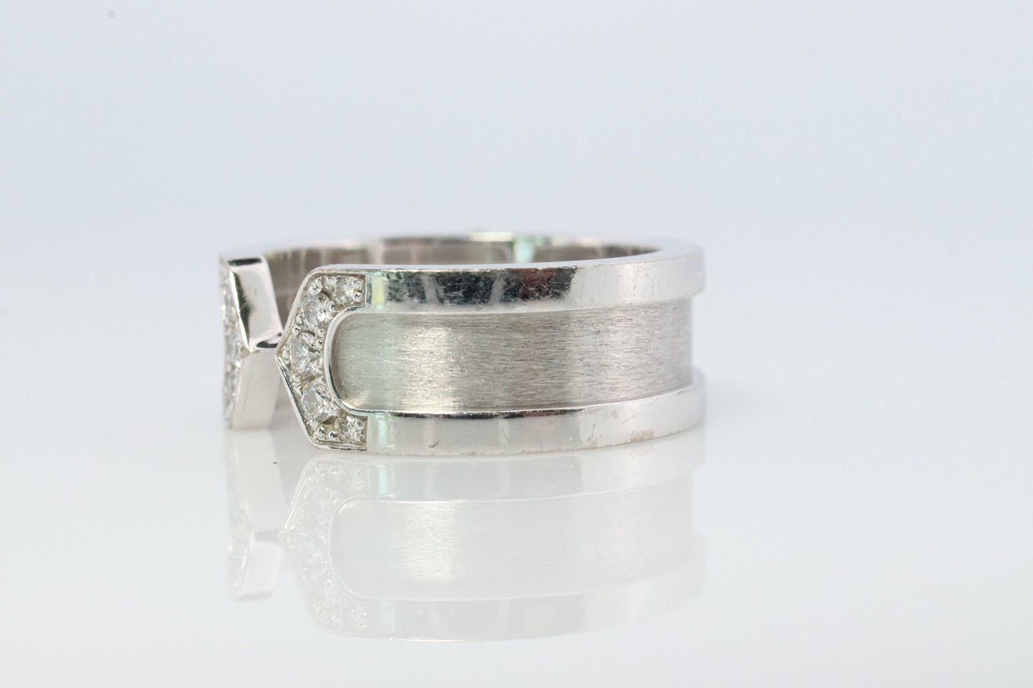 Vintage Cartier Diamond Ring. Open C Diamond Band. Authentic 18k White Gold Cartier Diamond Band. Open Genuine 750 Cartier Ring.