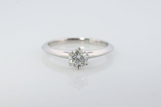 Vintage Tiffany and Co. Diamond Ring. Authentic Tiffany Platinum Diamond Solitaire Ring. T&CO Engagement ring