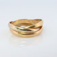 Vintage Cartier 18k Ring. Authentic 1960s Cartier Trinity Tricolor Rolling Band. 18k 750 Gold Ring. Size 4.75