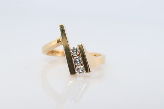 14k diamond tension set Eternity bypass ring. 14k Diamond Graduating infinity band #1057