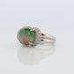 Watermelon Tourmaline ring. Platinum 900 Cat's Eye Tourmaline Cabochon with Diamond Halo ring.