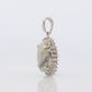 Opal Diamond Pendant. PT900 Platinum Opal Diamond Halo Pendant Necklace. Genuine Australian Opal Cabochon.