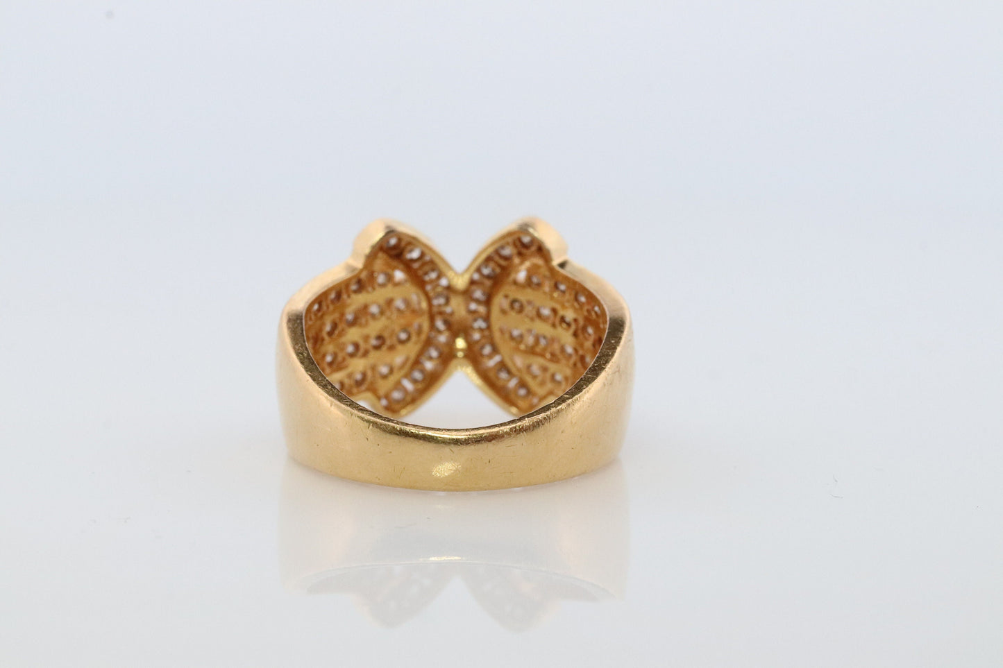 Diamond Ring. 18k Yellow Gold 1CTW Diamond Ring. Double C X Crossover Channel set diamonds wide band.
