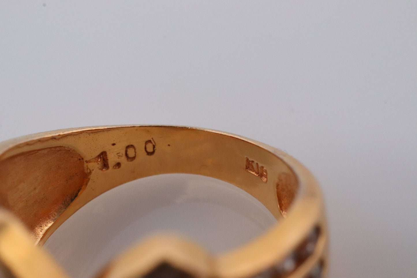 Diamond Ring. 18k Yellow Gold 1CTW Diamond Ring. Double C X Crossover Channel set diamonds wide band.