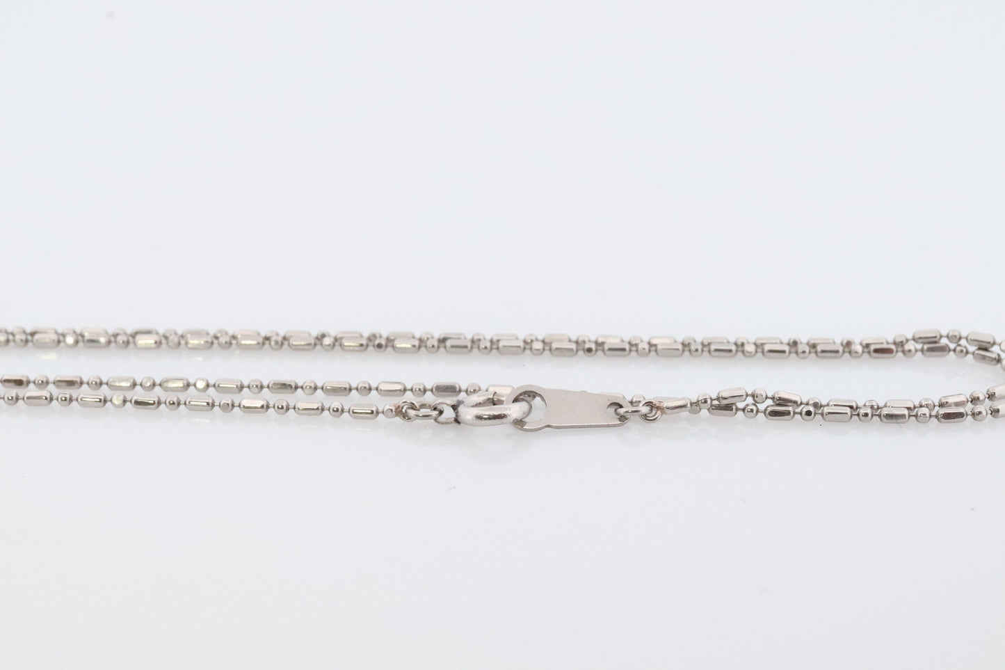 Platinum Chain Necklace. PT850 Plat Bead Bar Chain Necklace. 1mm 15.5in