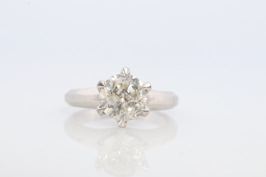 Diamond Ring. 1ct Diamond Solitaire Platinum Ring. PT850 Plat Large Diamond Solitaire Engagement Ring.