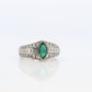 Emerald Ring. Genuine Emerald and Diamond Platinum Ring. PT900 Plat Marquise Emerald Diamond Solitaire Band.