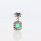 Emerald Pendant. Genuine Emerald and Diamond halo Platinum Pendant. PT900 Plat Square Emerald Diamond Solitaire Pendant Necklace.