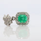 Emerald Pendant. Genuine Emerald and Diamond halo Platinum Pendant. PT900 Plat Square Emerald Diamond Solitaire Pendant Necklace.