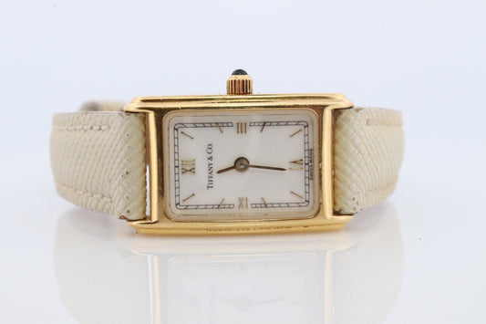 Tiffany Watch. 18k Yellow Gold Tiffany and Co Tank Watch. Ladies L 0430 750 Gold T&CO Watch